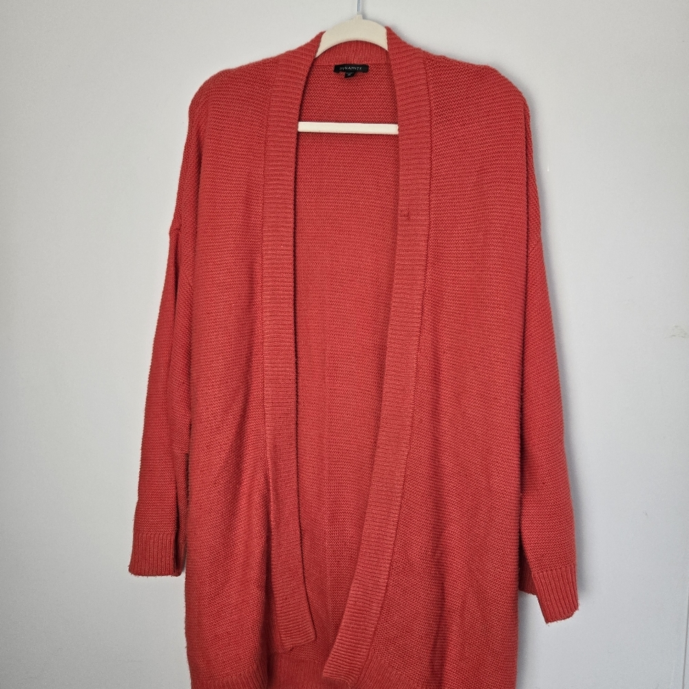 Dynamite Pink Cardigan Sweater with Long Sleeves